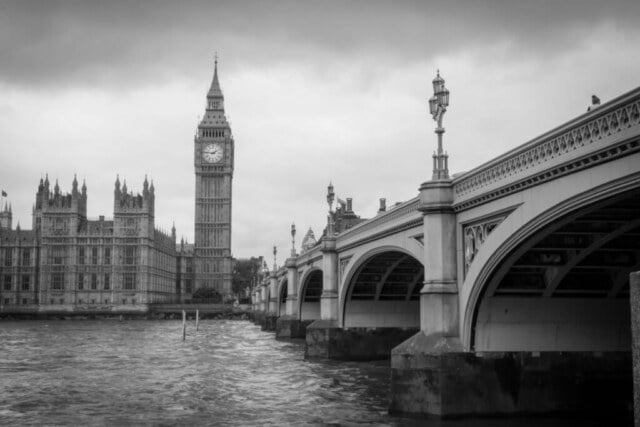 london, big ben, black and white